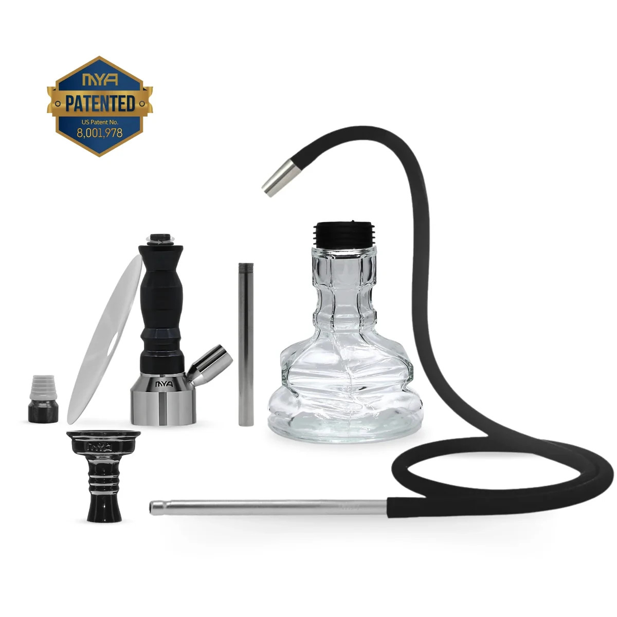 MYA MEDORO HOOKAH 1 HOSE | 16” TALL | BLACK | FREE SHIPPING