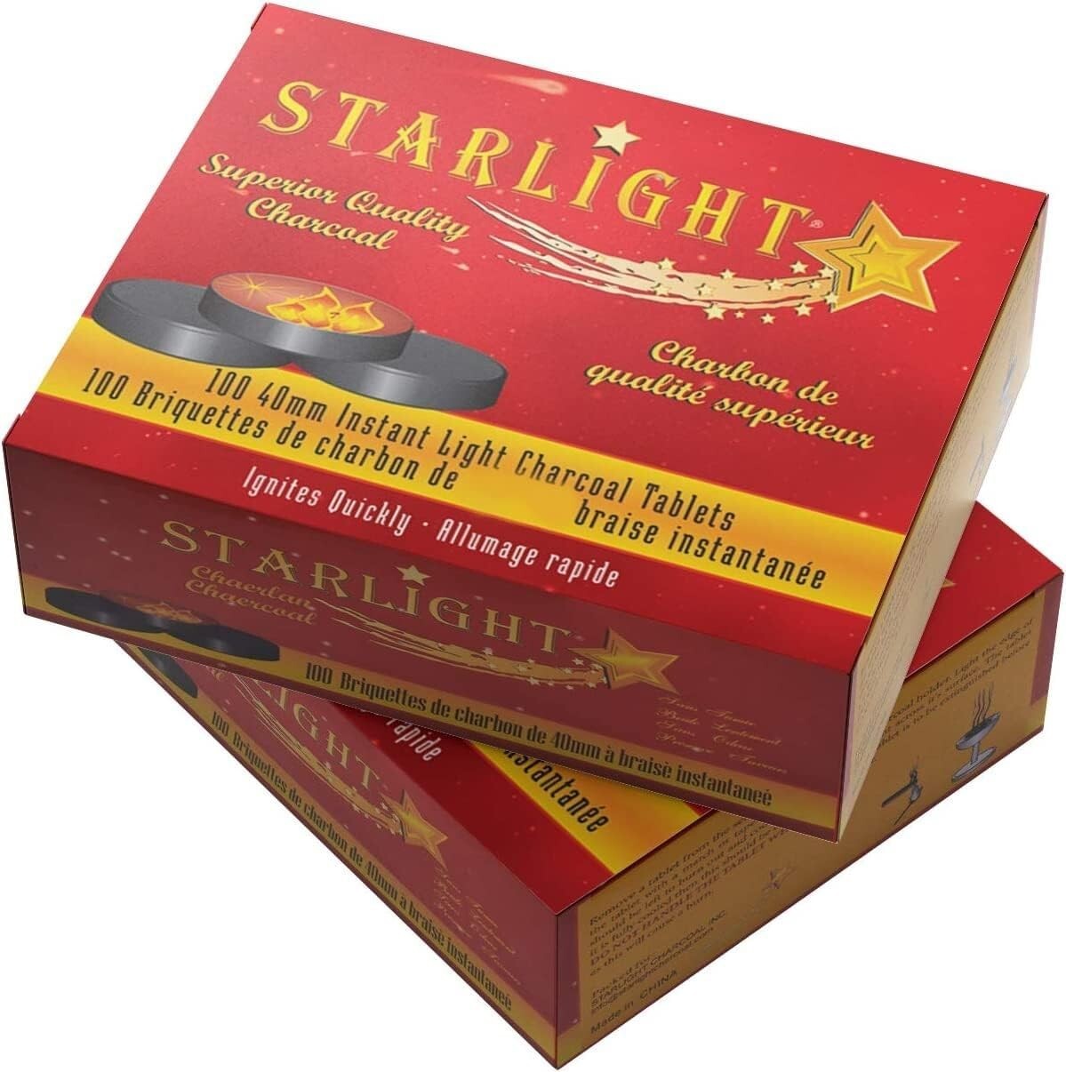 STARLIGHT Charcoal 40 mm Premium Hookah Incense Round Charcoal Coals 100 Count