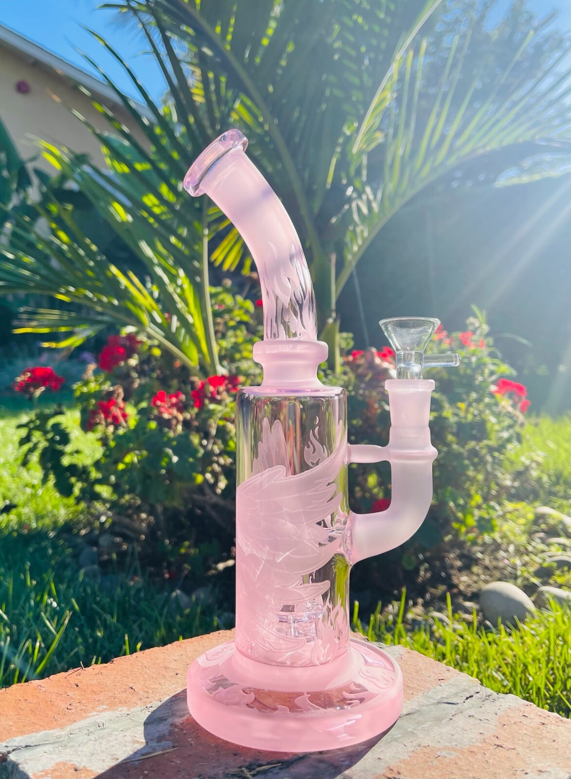 💗10 » Premium Hookah Glass Water Bong Pink Percolator Shower Bend Phoenix💗