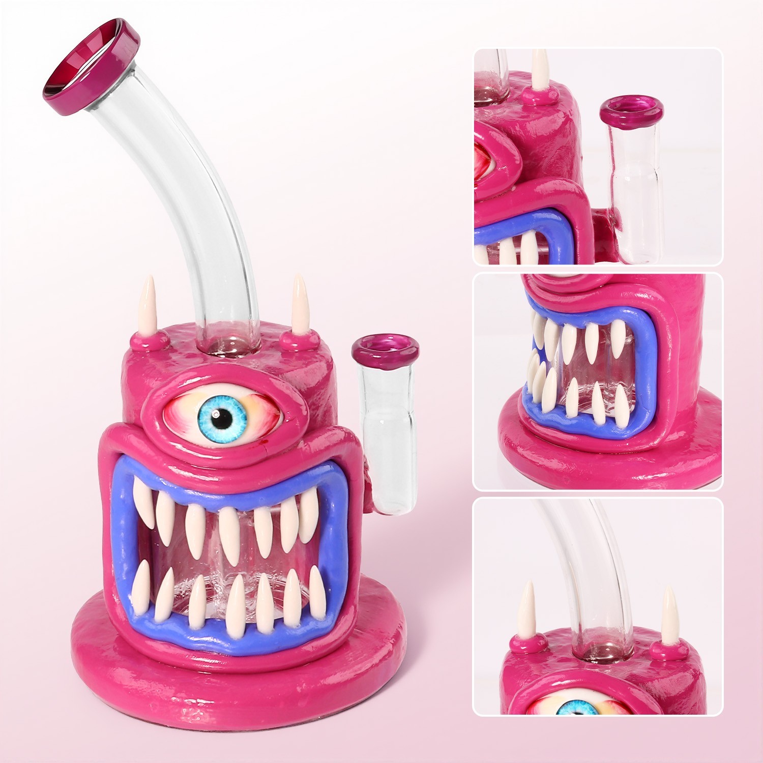 10&Prime; Purple Glass Water Pipe Recycler Bong 14mm Bowl Thick Smoking Pipes Hookah