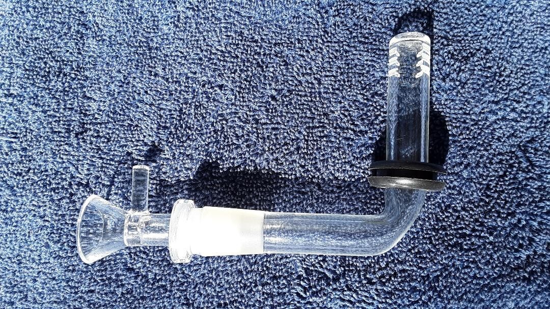 « L » Stem Glass Down Stem for Bongs – Includes Grommet and Glass Bowl!