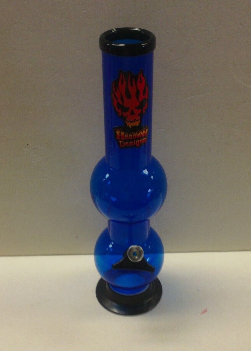 HEADWAY 14&Prime; ACRYLIC PLASTIC DOUBLE BUBBLE HOOKAH WATER PIPE PULL CARB BLUE