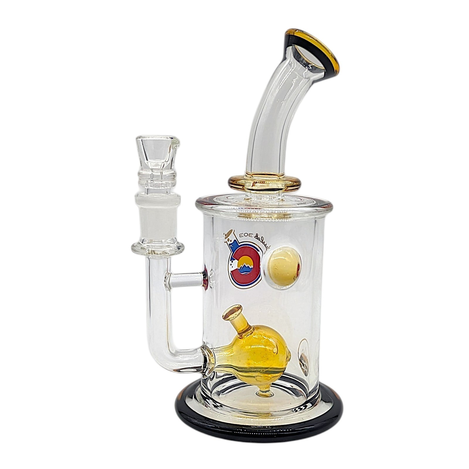 GlassLab303 Waterpipe Handmade Bong Glass Piece 7.5” Silver Fumed Sculpted