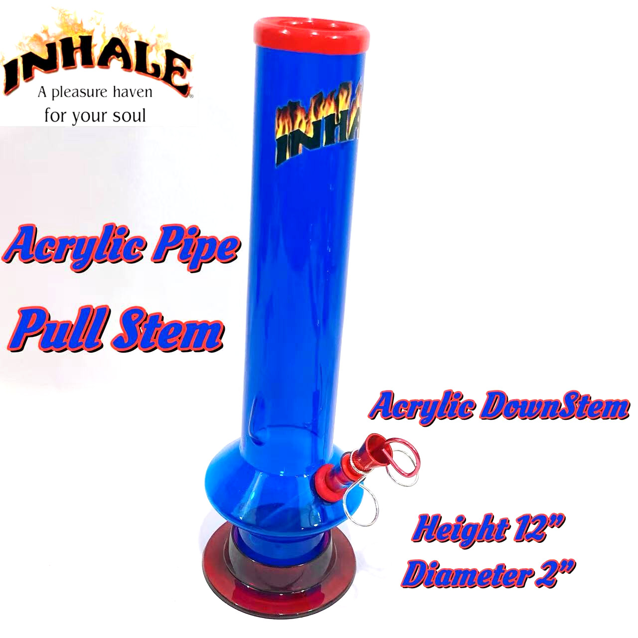 INHALE®️ 2×12&Prime; UFO ACRYLIC HOOKAH WATER PIPE PULL STEM & POKER MADE IN THE USA