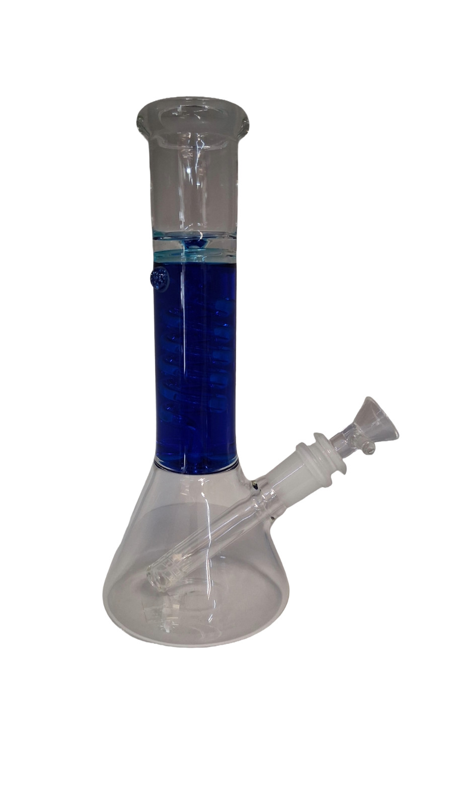 Gassy Glass Collectable Glycerin Spiral 9in 14mm Blue w Blue Dot