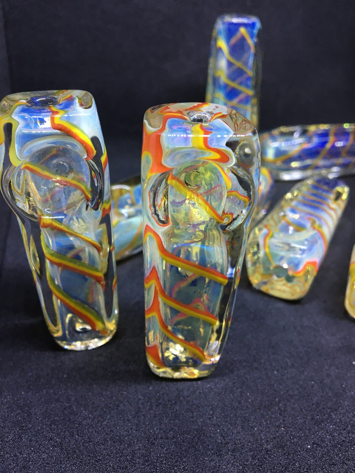BLOWN GLASS 3” HAND PIPE RASTA USA HEAVY SQUARE TUBE XC22 CIG BLOCK TOBACCO BOWL