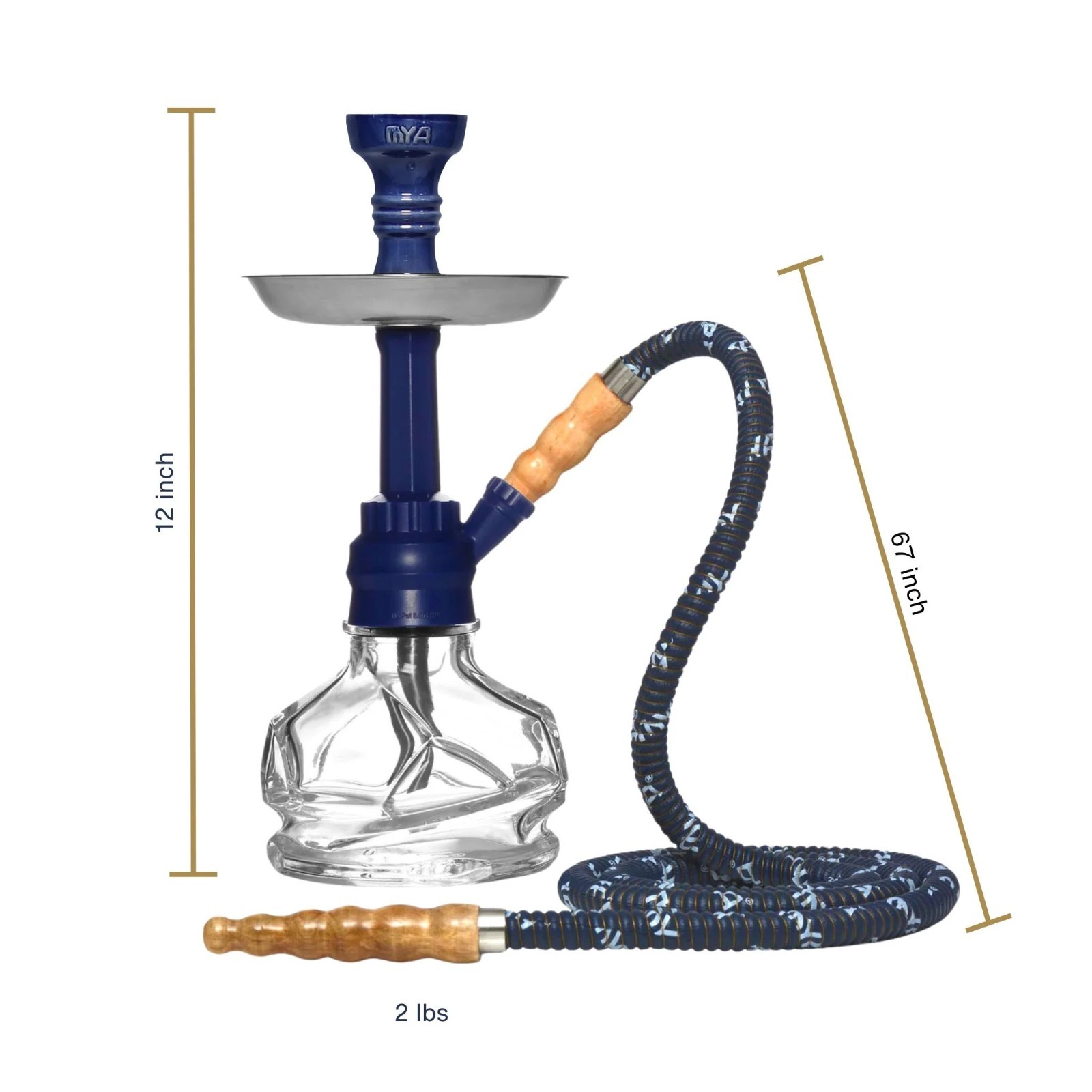 MYA CHICO 251 HOOKAH – 12in Black Cage Hookah Complete Set – BLUE