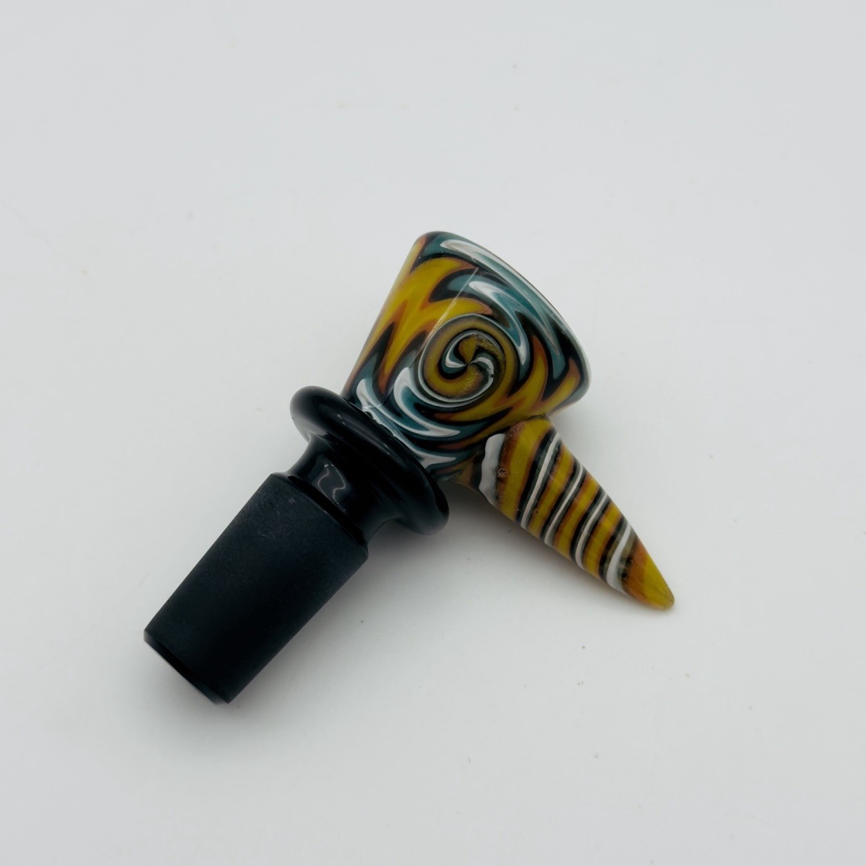 14mm Glass Bowl Piece – Premium Black Slide for Water Pipe Bong Hookah – Yellow
