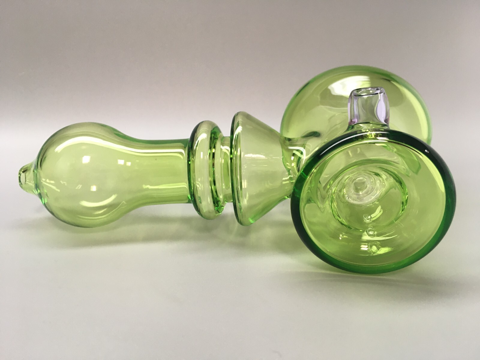 6 Inch Green Bubbler Glass Hand Pipe w/ Lavender air vent, Handmade(Tobacco Use)