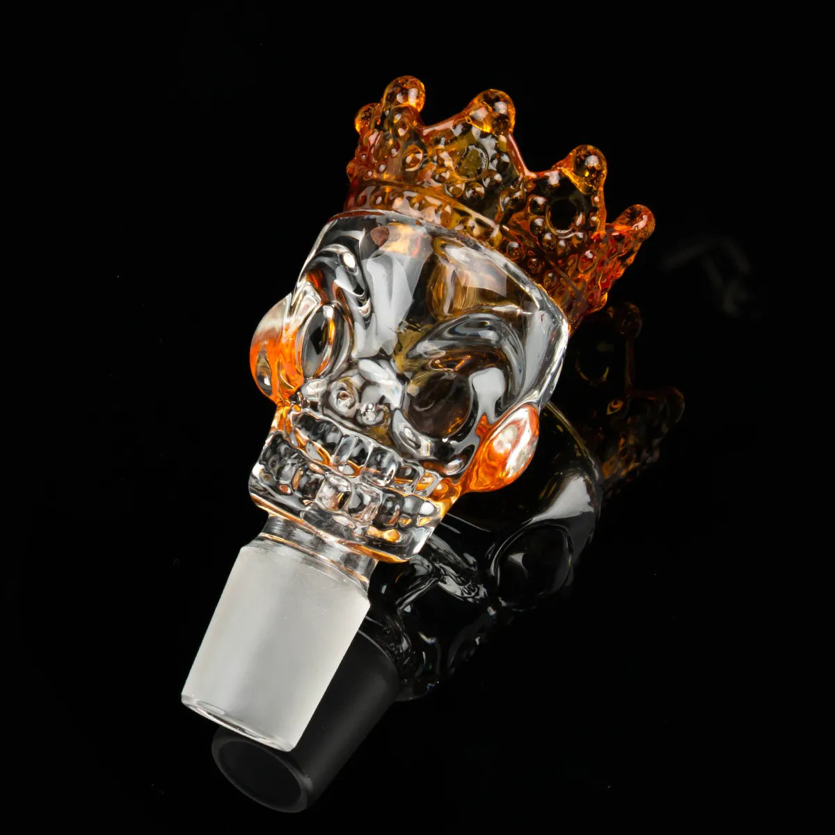 14mm male Glass Bowl Skull with Crown Style BIG Size Slide Bowl Part for Bong