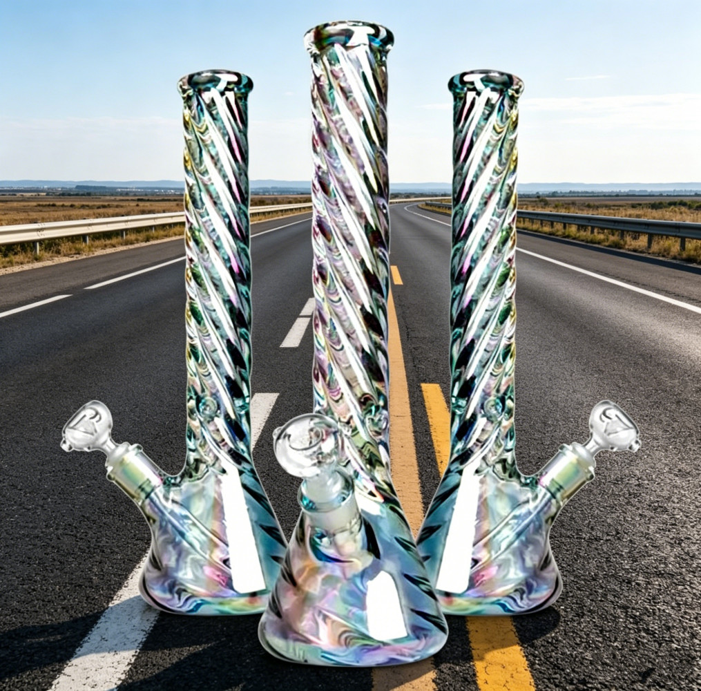 Tall thick Beaker 12“ bong Glass Waterpipe Smoking Recycler with 14MM galss bowl