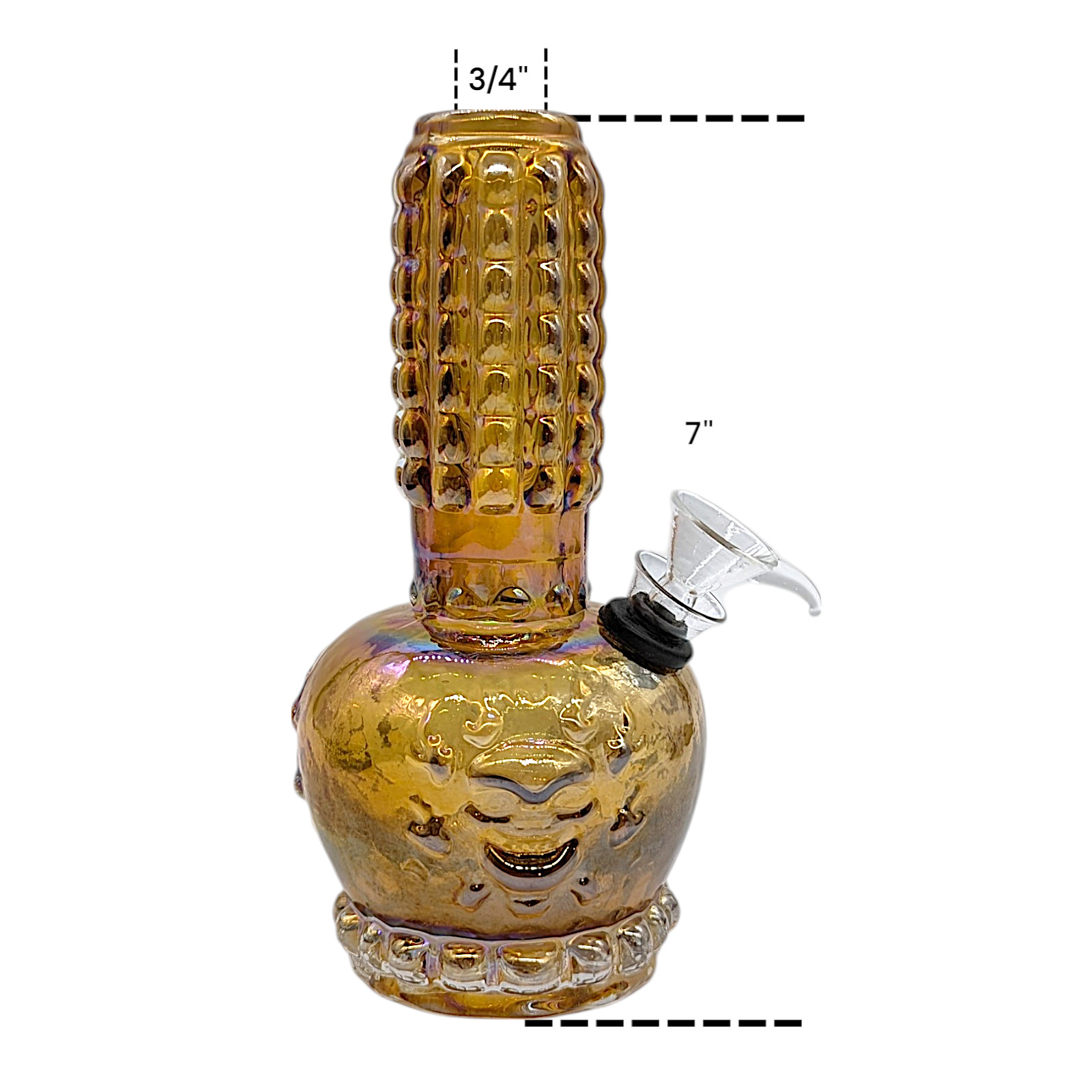 7&Prime; Soft Glass Water Pipe Mini Bong Skull Design Pull Stem Bowl