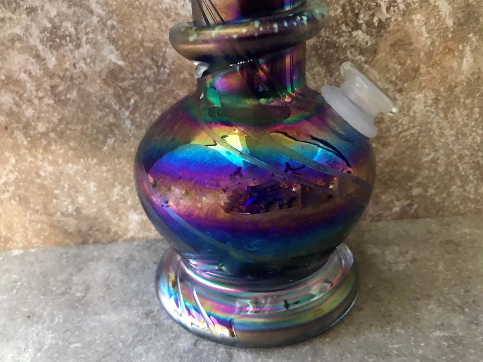 8&Prime; Soft Glass Bong, Glow in the Dark + Blue Diamond Bowl