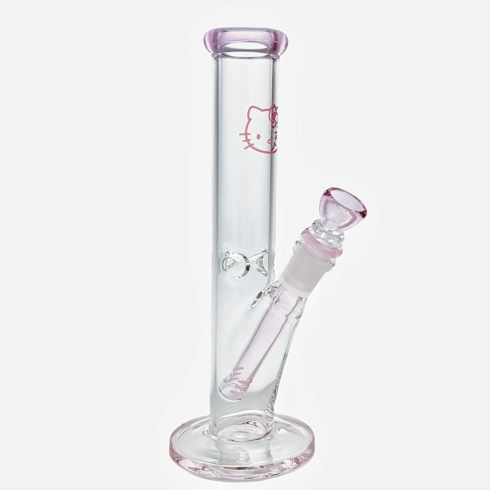 10 » Pink Cute Kitty Pyrex Glass Bong Water Pipe Smoking Hookah Thick HK Beaker