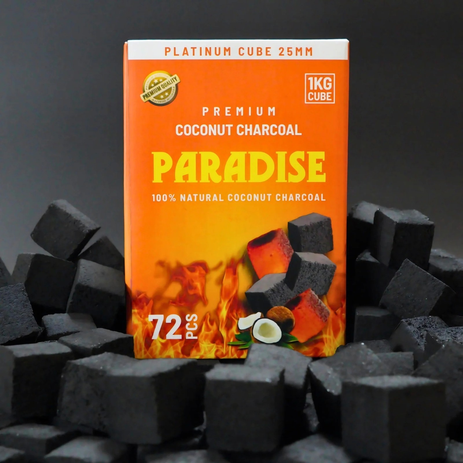 Paradise Coconut Charcoal Cubes 25mm 1kg 72pcs Hookah Shisha Coals