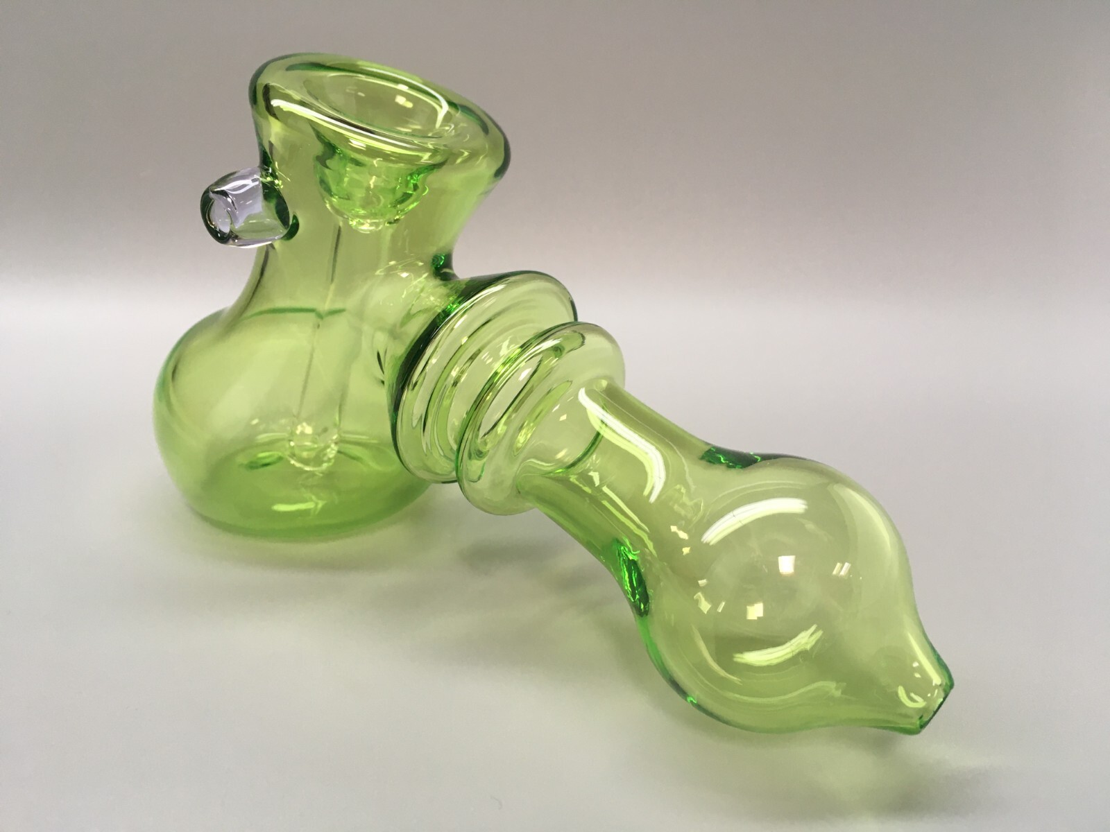 6 Inch Green Bubbler Glass Hand Pipe w/ Lavender air vent, Handmade(Tobacco Use)