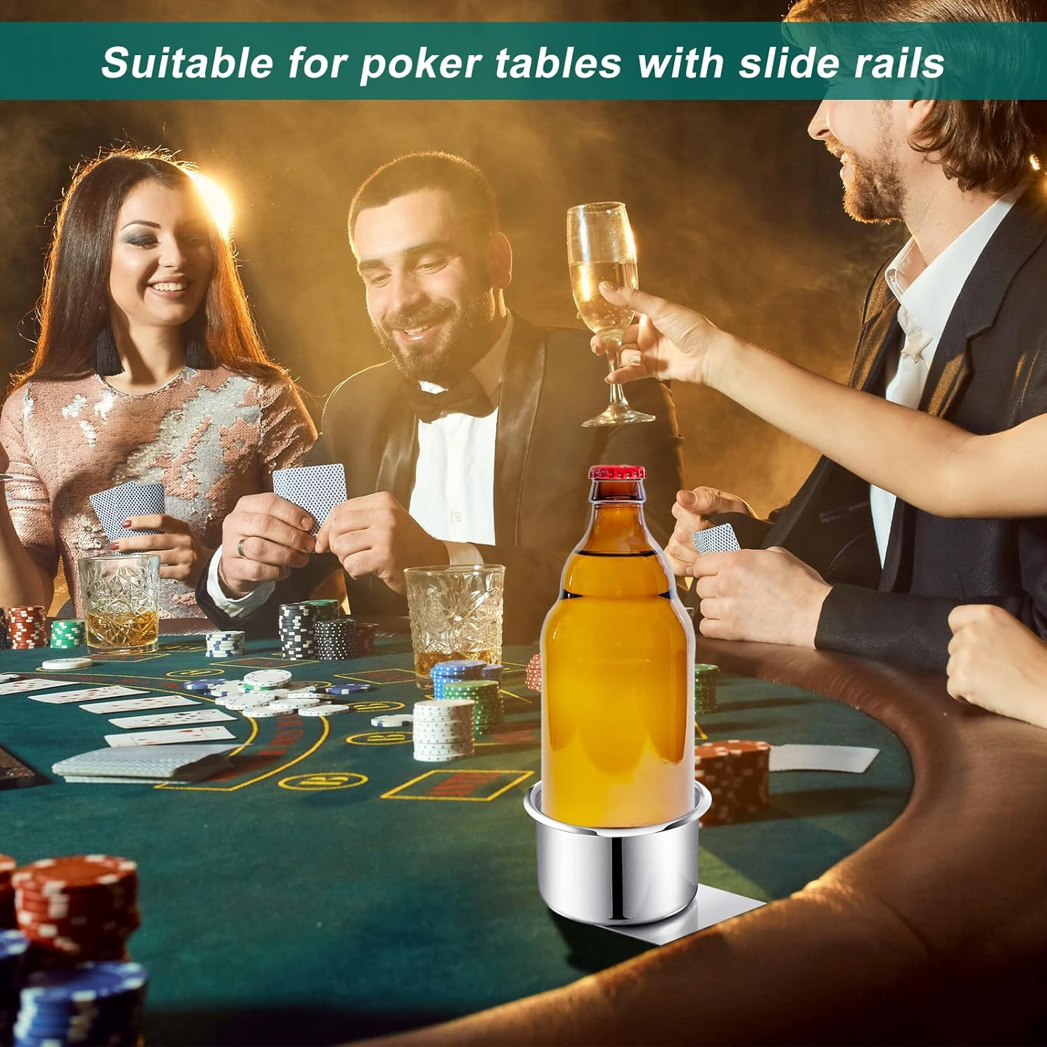 10 Pcs Jumbo Slide under Stainless Steel Cup Holder Poker Table Slide in Cup Hol