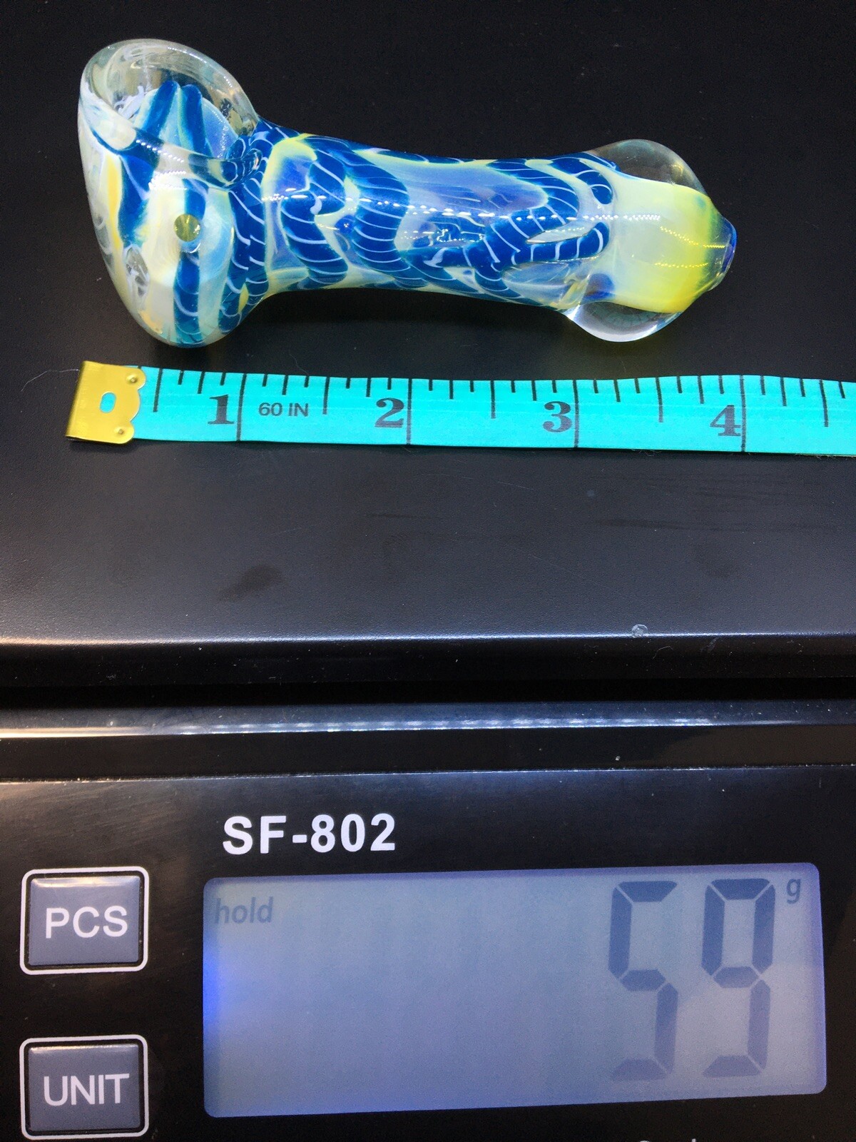 4” BOWL HEAVY HAND PIPE SPOON USA ROPE WORK PIPA TOBACCO SMOKING ART BLOWN GLASS