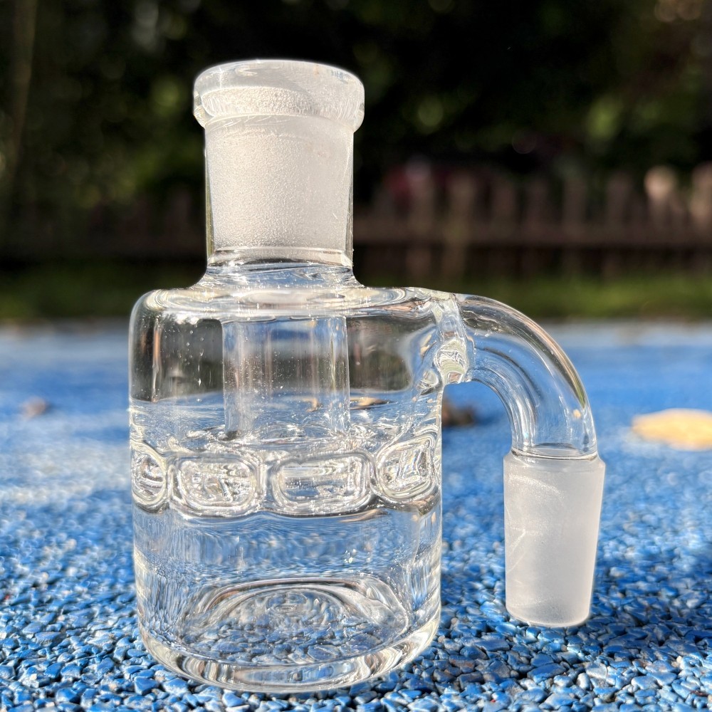 Small Glass Ash Catcher Disc Perc 14mm 90° Smoking Bong Water Pipe Filter