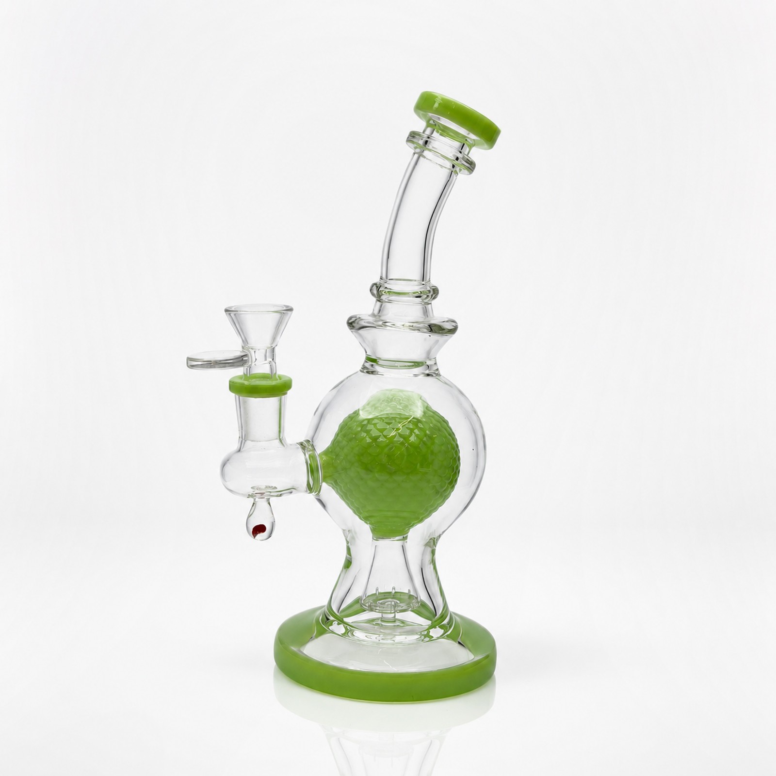 8&Prime; Green Crystal Ball Showerhead Perc Glass Bong Water Pipe Smoking 14mm Bowl