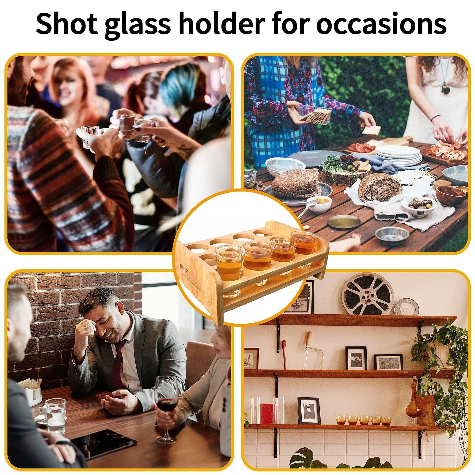 Shot Glasses Set Shot Glass Tray Holder with 12 Holes Serving Stand Organizer…