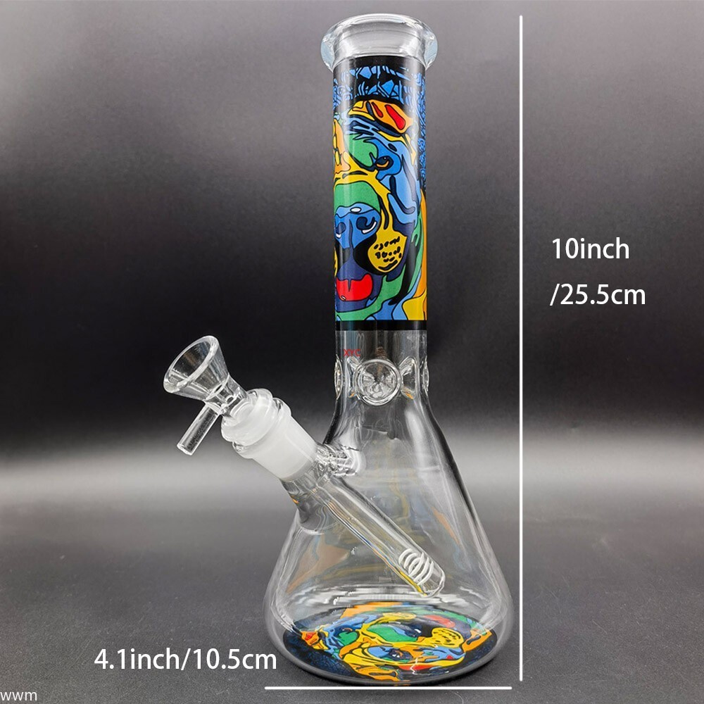 25cm Colorful Dog Pattern Heavy Glass Bong Water Pipe Shisha Hookah Hand Pipe