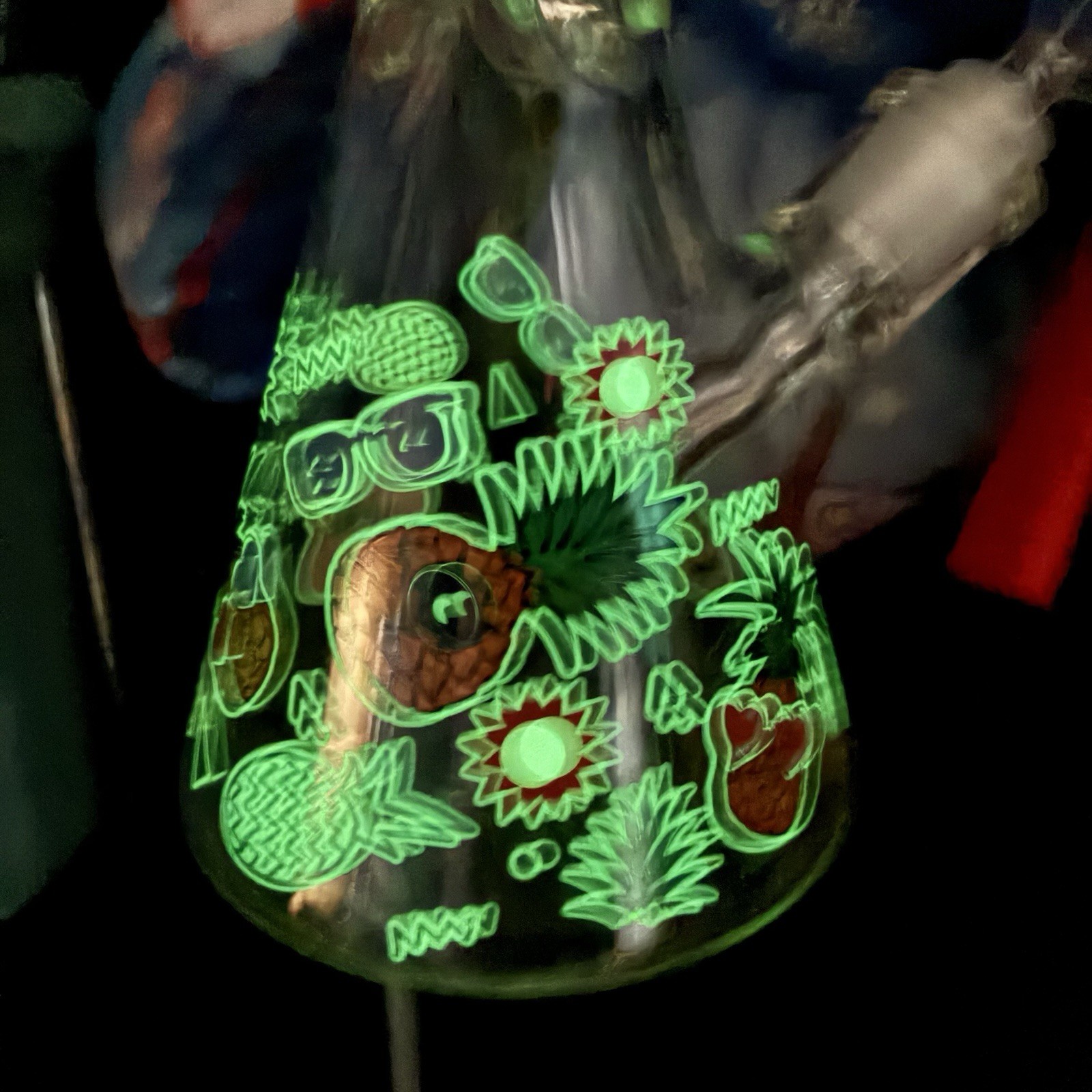 14” Thick Glow In The Dark Pineapple Glass Water Bong Hookah Tropical 14mm