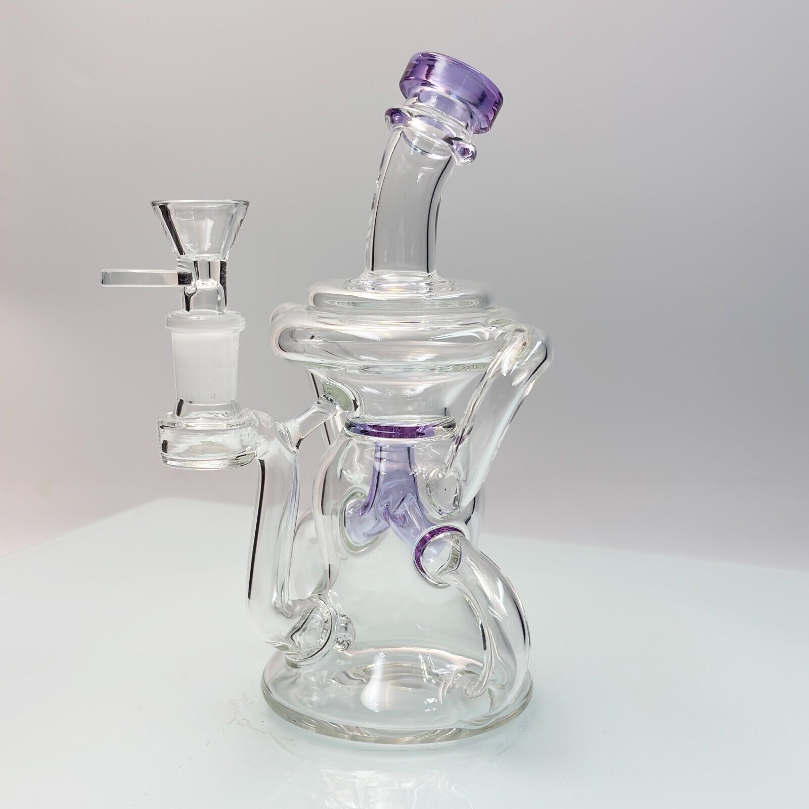 7 » Recycler Double Glass Waterpipe Smoking Bong with Bowl Uptake Purple slime
