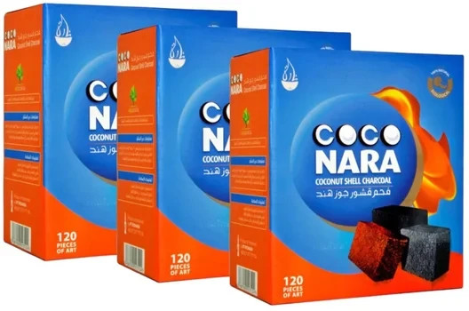 Coco Nara Flat Coconut Shell Charcoal Hookah Incense Carbon 120 pcs