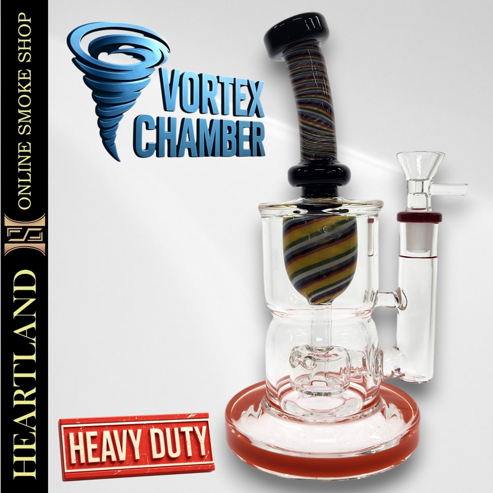 9&Prime; Quality Straight Tube Beaker Bong Thick Glass Water Pipe VORTEX PERC | ORANGE