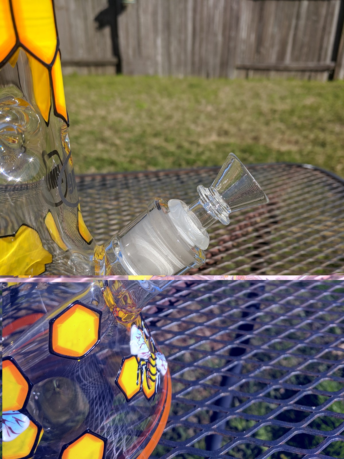 Honeycomb Glass Beaker Water Pipe Bong 13.5&Prime; Tall 9mm Extra Thick
