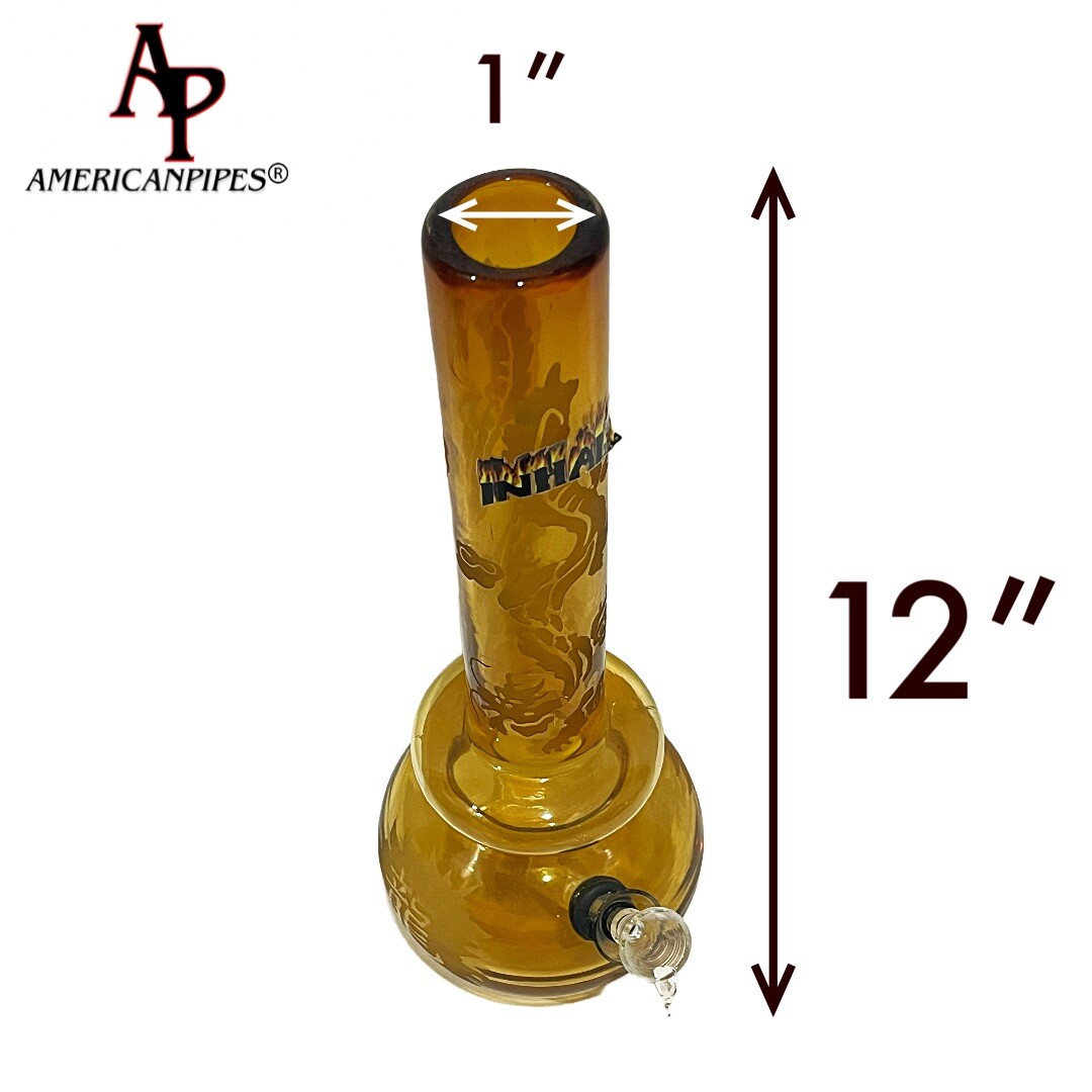 Inhale®️Bubble soft glass Water Pipe. Design “Chinese Dragon”. H: 12”