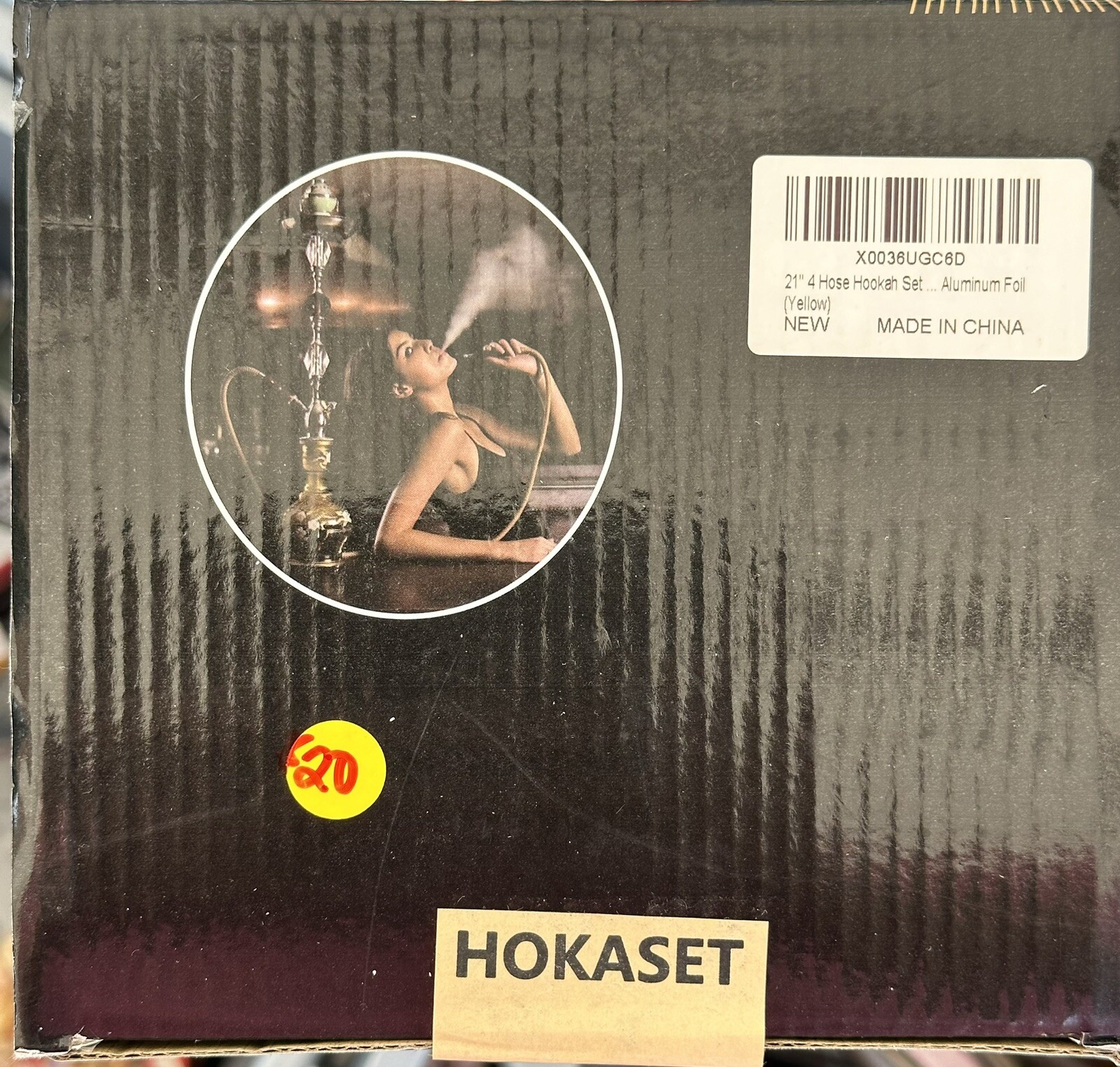 21’ Hookah Set 4 Hose Complete Set, Portable Glass Vase Hookahs Set,