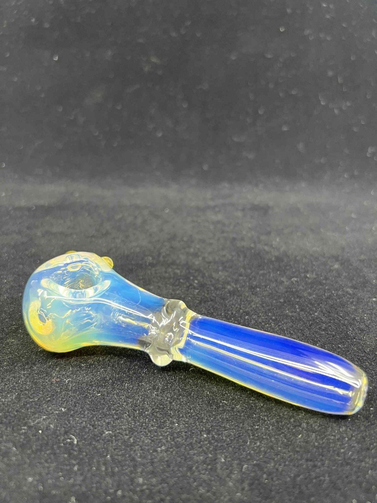 American Glass Blowing – Spoon Pipe Blue Silver Fumed – 6 inches Long