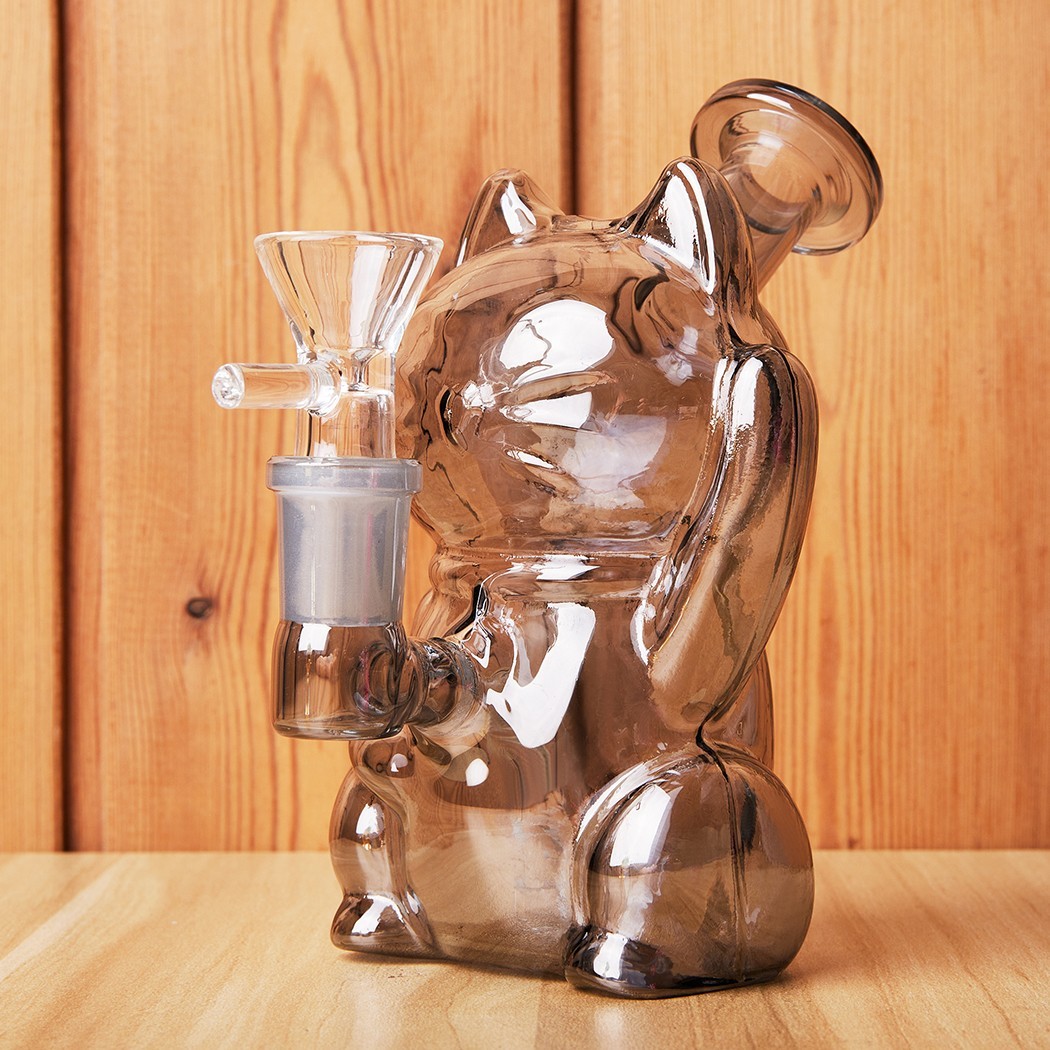 5&Prime; Mini Cat Glass Bong Smoking Tobacco Glass Water Pipe with 14mm Bowl