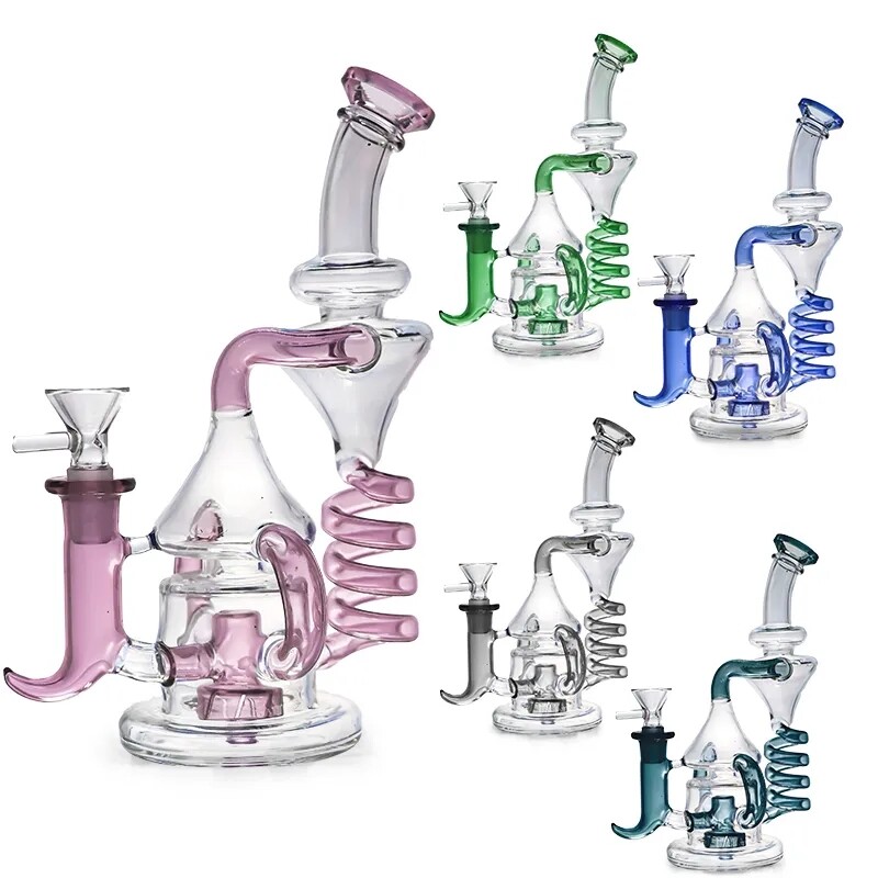9 » Glass Coil Tornado Water Bong Recycler Pyrex Hookah Pipe Percolator Bubbler