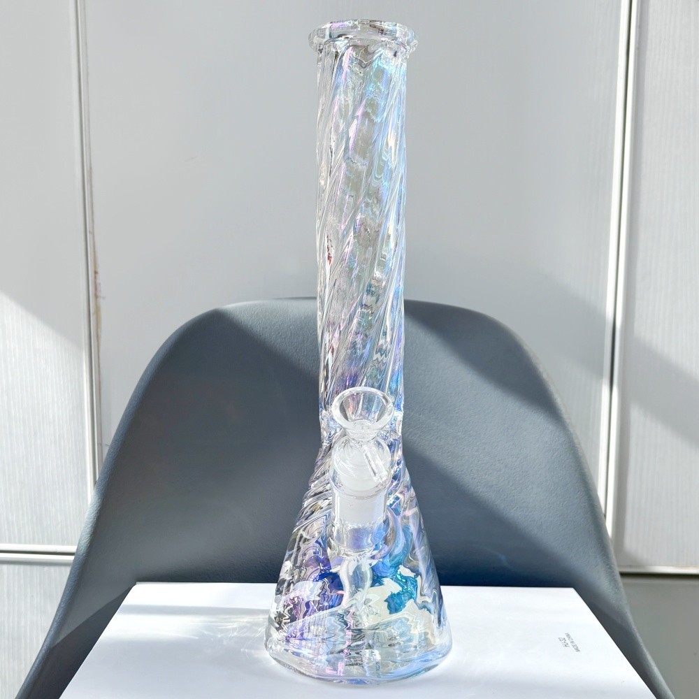 BIG 12&Prime; Iridescent Threaded Glass Bong Heavy Water Pipe Bubbler Beaker Hookah