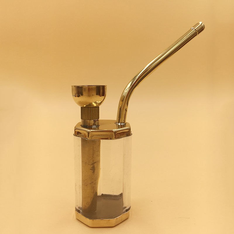Dual Use Hookah Pipe Acrylic Brass Smoking Pipe Portable Metal Bowl for Tobacco