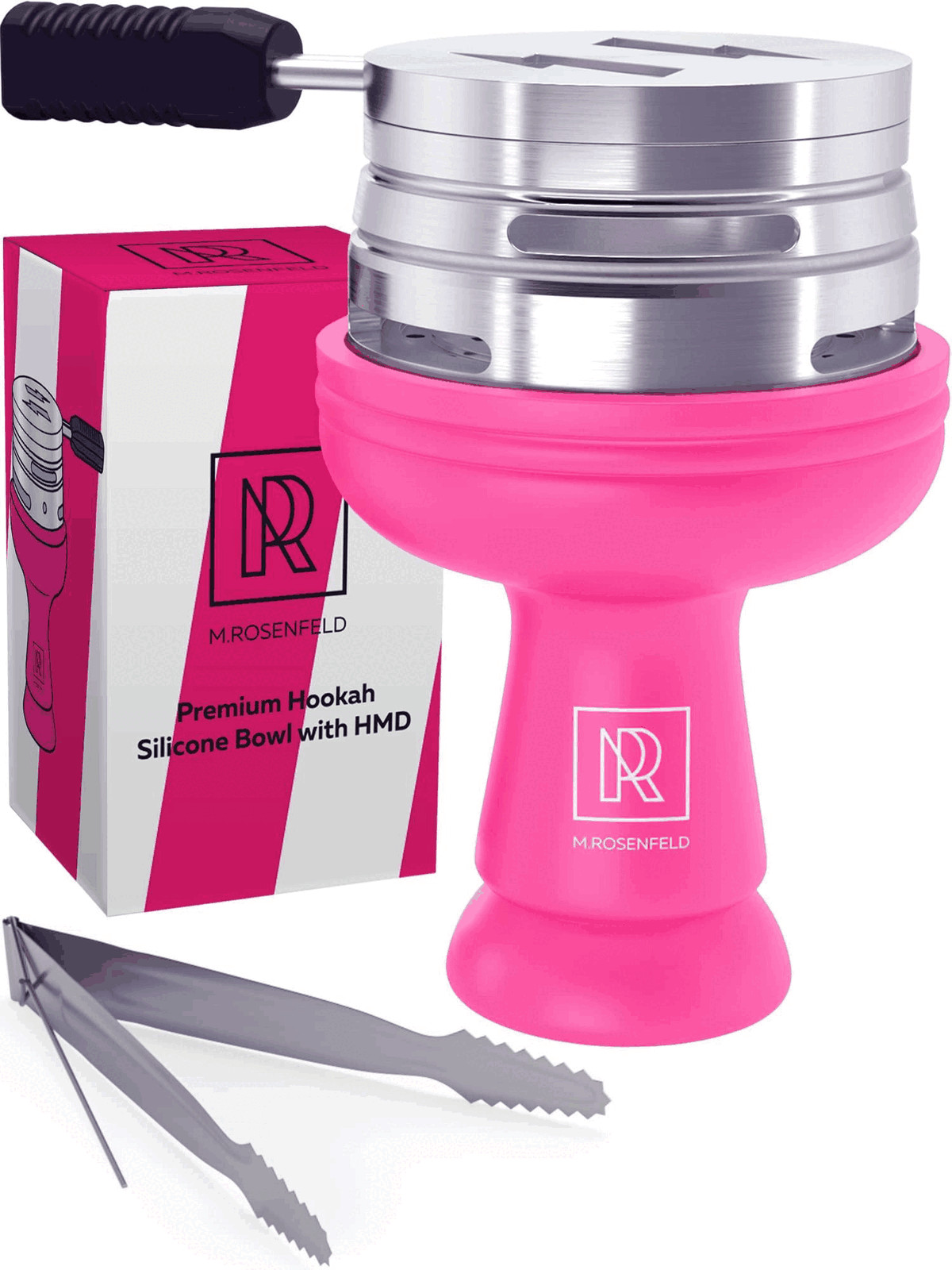 Pink Hookah Bowl Set Silicone Premium Shisha Bowl Phunnel with Tongs and Cover