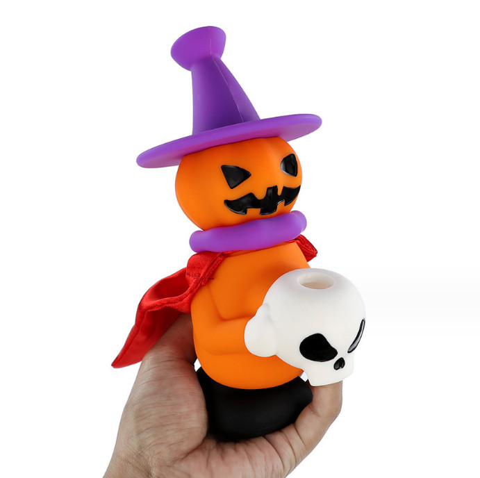 7 » Silicone Halloween Style Jack O&rsquo;Lantern Witch Water Pipe Mini Bong Hand Pipe