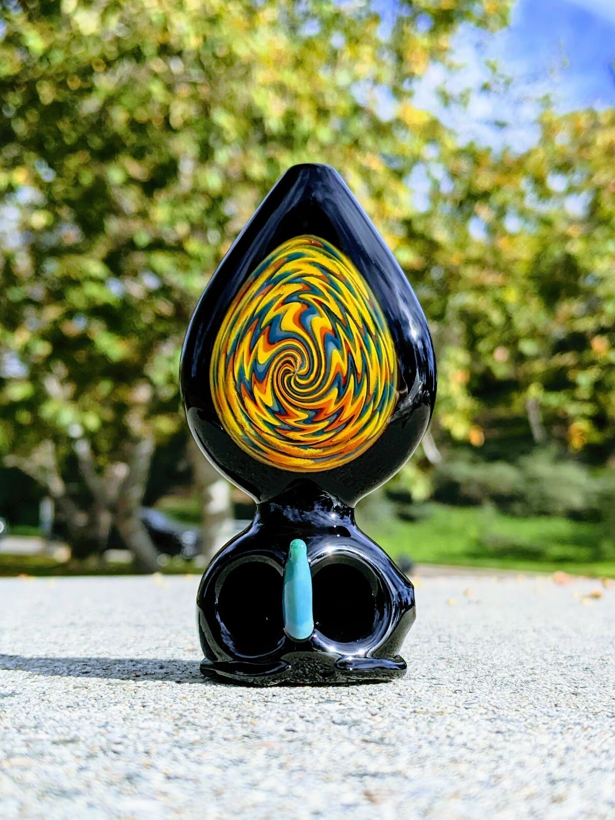 4&Prime; Dual Bowl Neon Owl Wig Wag Premium Quality Glass Tobacco Smoking Hand Pipe