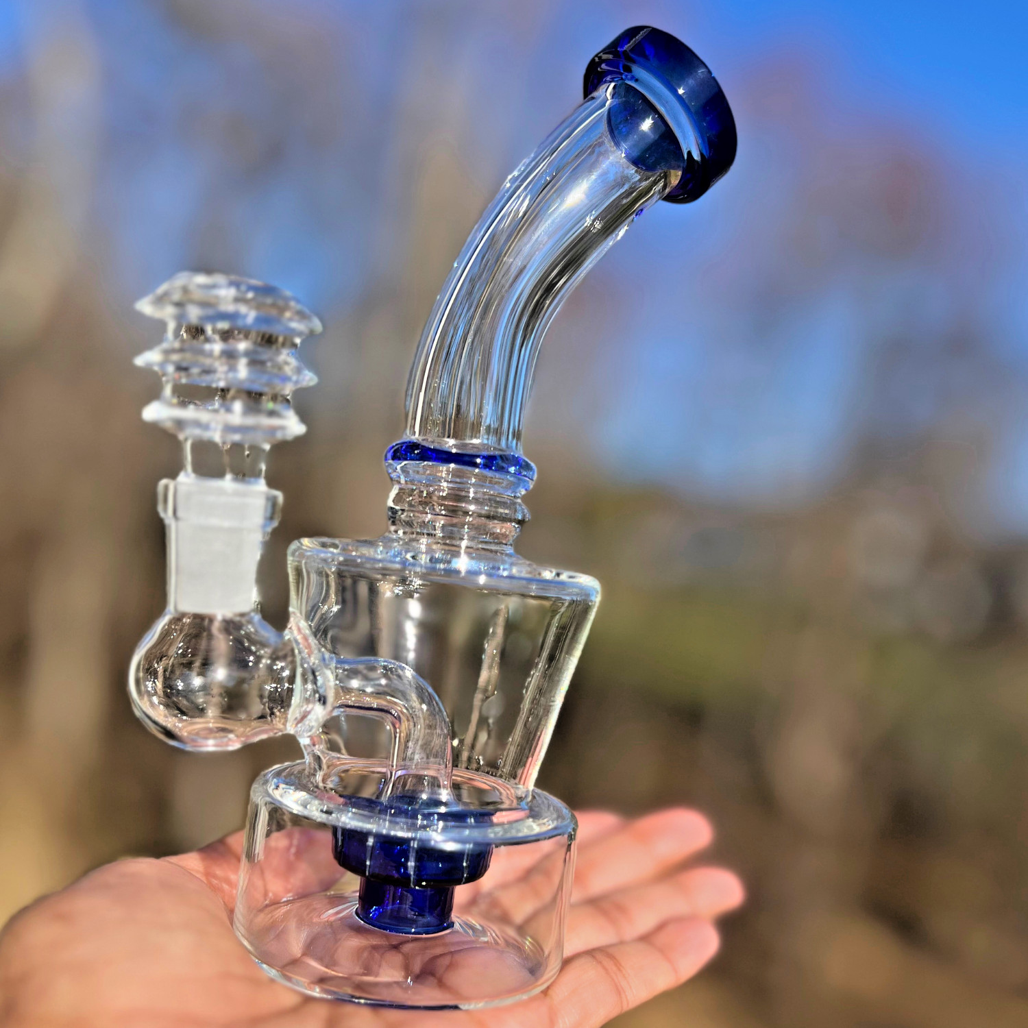 6&Prime; Fat Bottom Glass Water Pipe – Thick Base Mini Bong – Showerhead Perc – USA