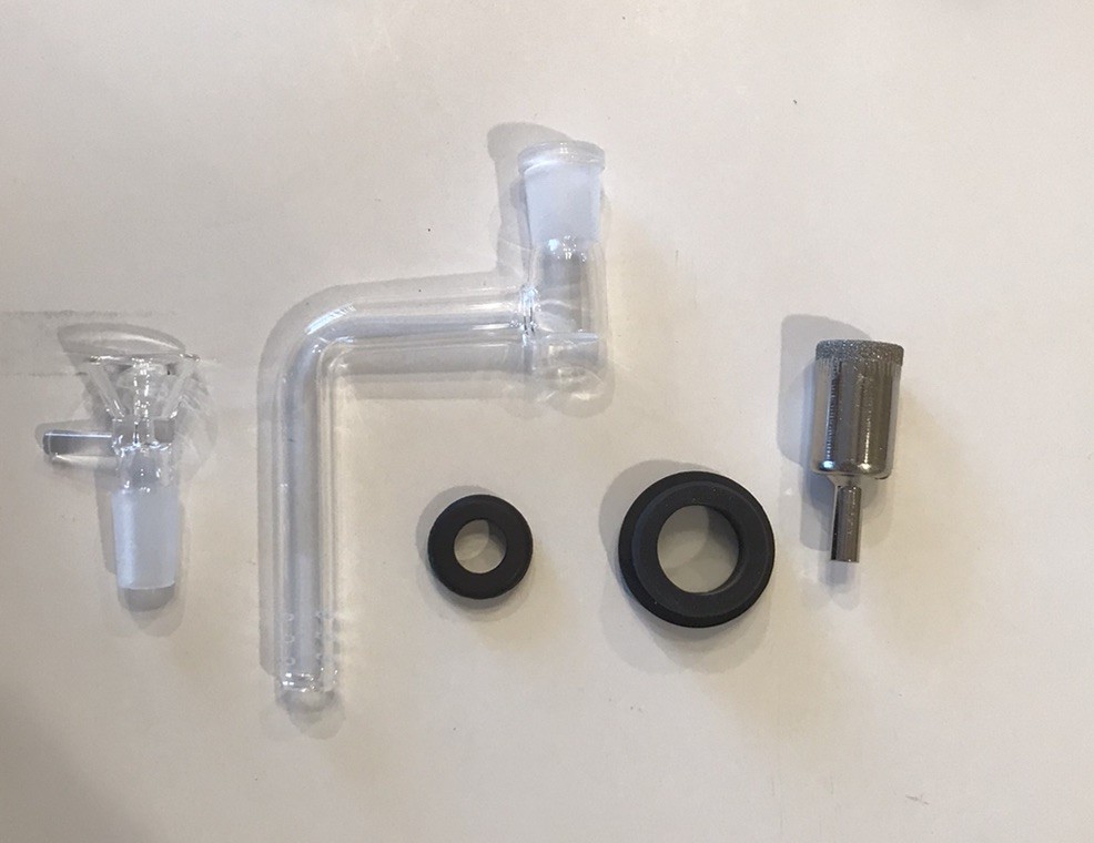 Bottle Downstem Glass Diy Bong Kit 14mm 90 Degree Curved Bent Grommet Bit Bowl