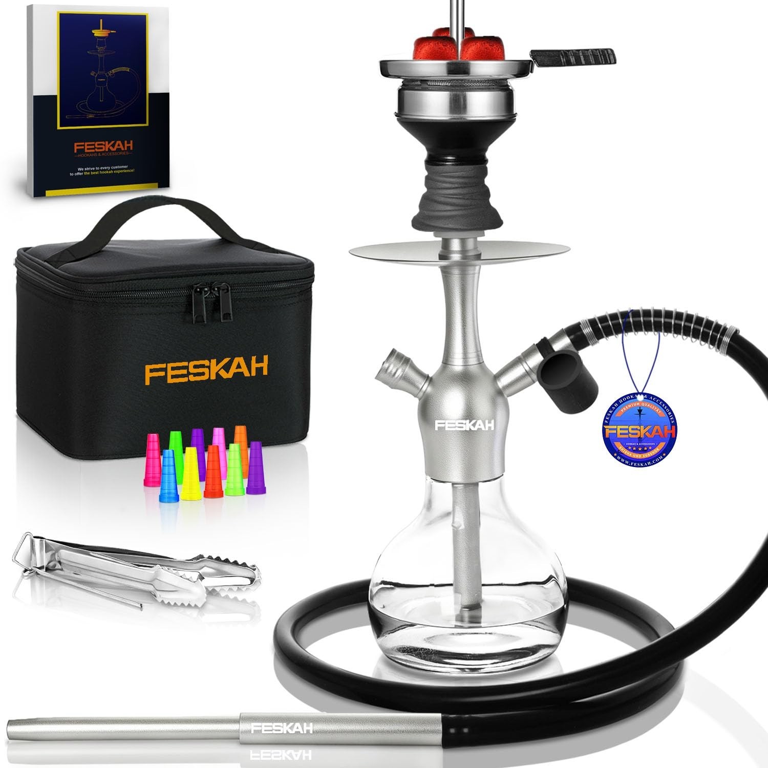 Portable Mini Hookah Set – Complete Shisha Kit with Travel Case, Glass Bowl & 10