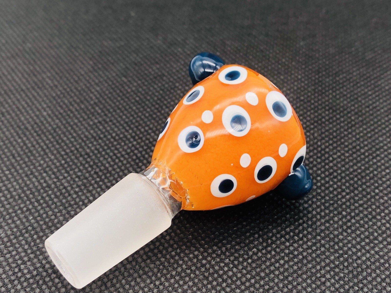New 14mm Collectible Orange & White Premium Glass Bowl Male Joint Art USA