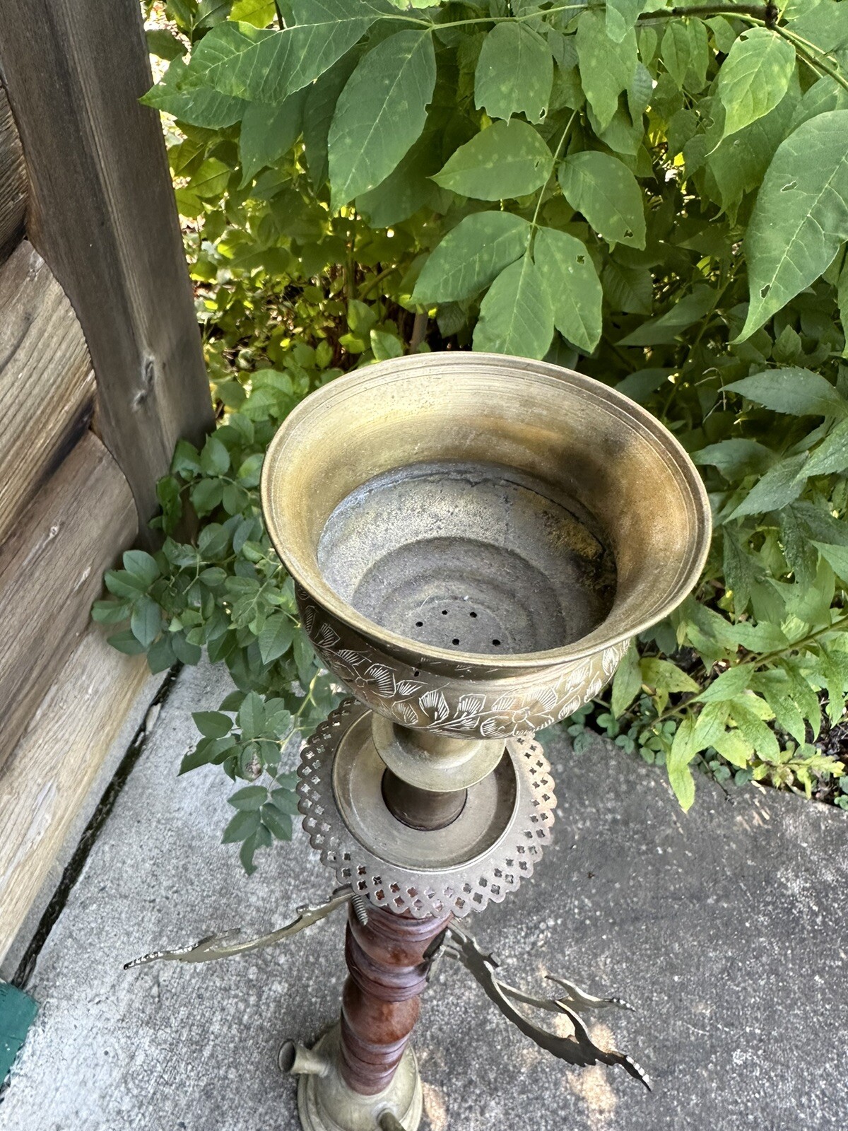 Vintage Wood & Brass Hookah Over 3 Feet Tall