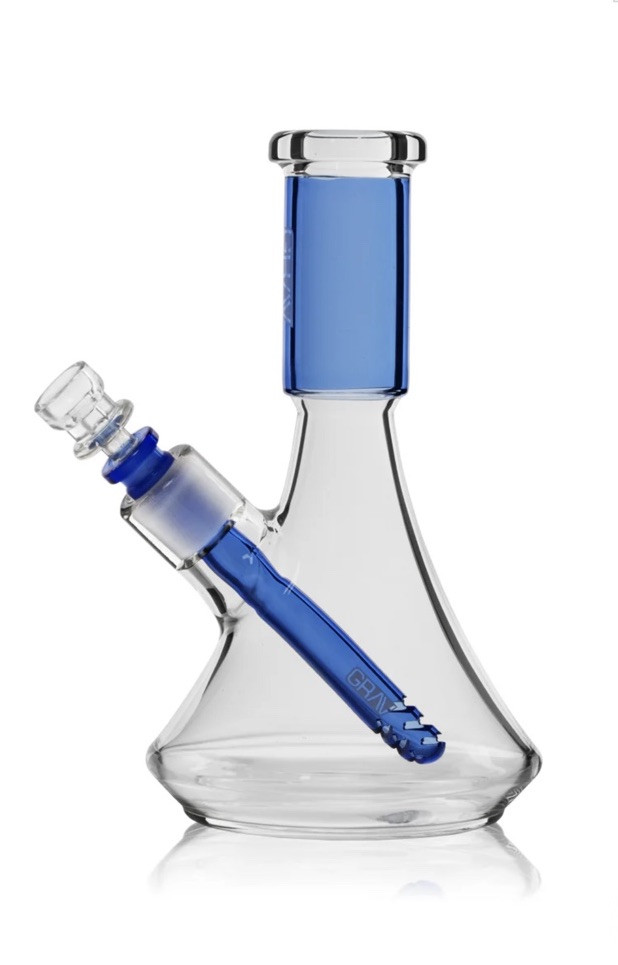 Grav® LARGE Deco Beaker Bong 11” Glass Water Pipe, BLUE, THICK QUALITY GLASS!