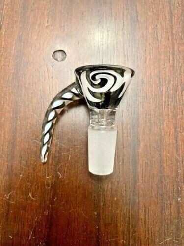 14mm Tuxedo Black White Wave Big Horn Bowl Quality Glass