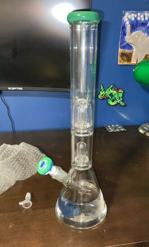 Heavy Duty Thick Glass Beaker Bong – Double UFO Percolater 18 inch.