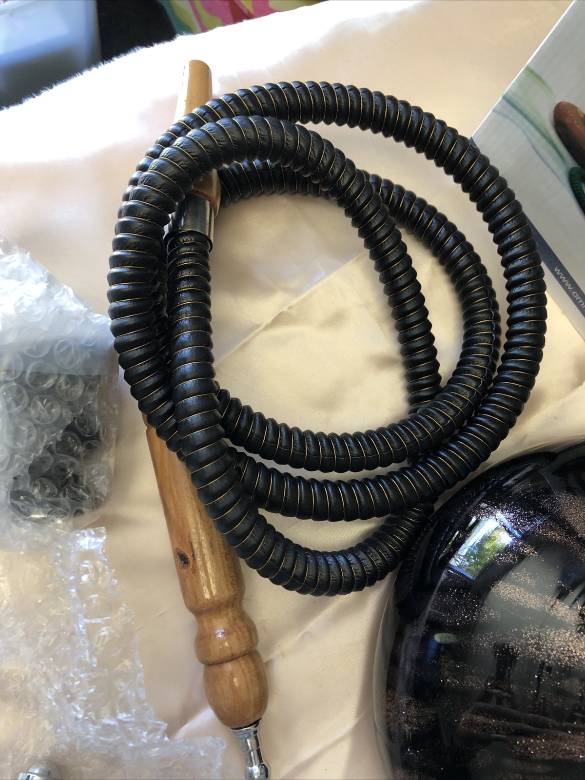 OMNIS World Glass Hookah Brown/Black Hookah W/ All Parts Box Is Damaged